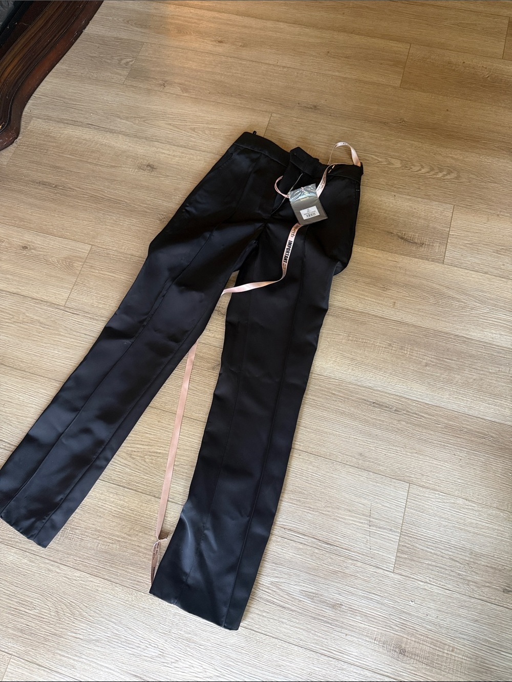 House of CB Black Satin High-Waist Tailored Trousers